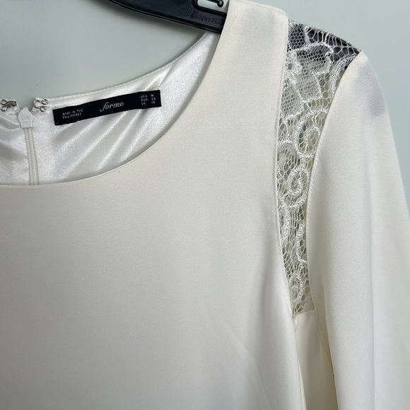 Cream summer dress for women size M with lace detailing on the sleeves - Picture 2 of 3